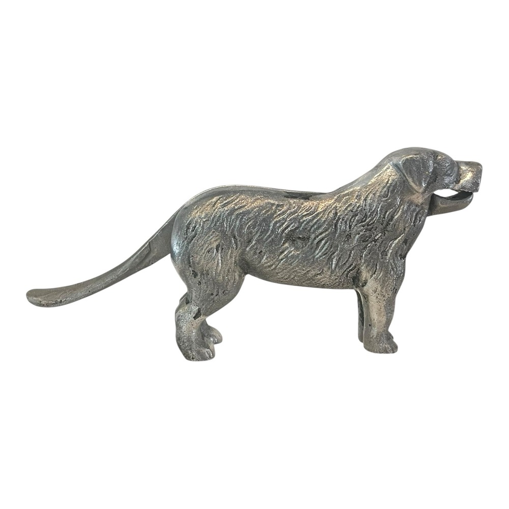 Vintage Metal Nutcracker Dog Labrador Retriever Moving Tail Lever 10"
